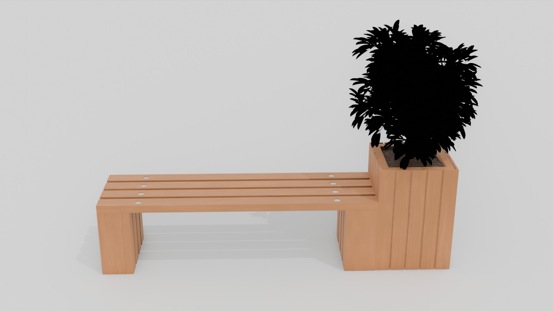 Outdoor Wooden Bench 12 Low-poly 3D model_1