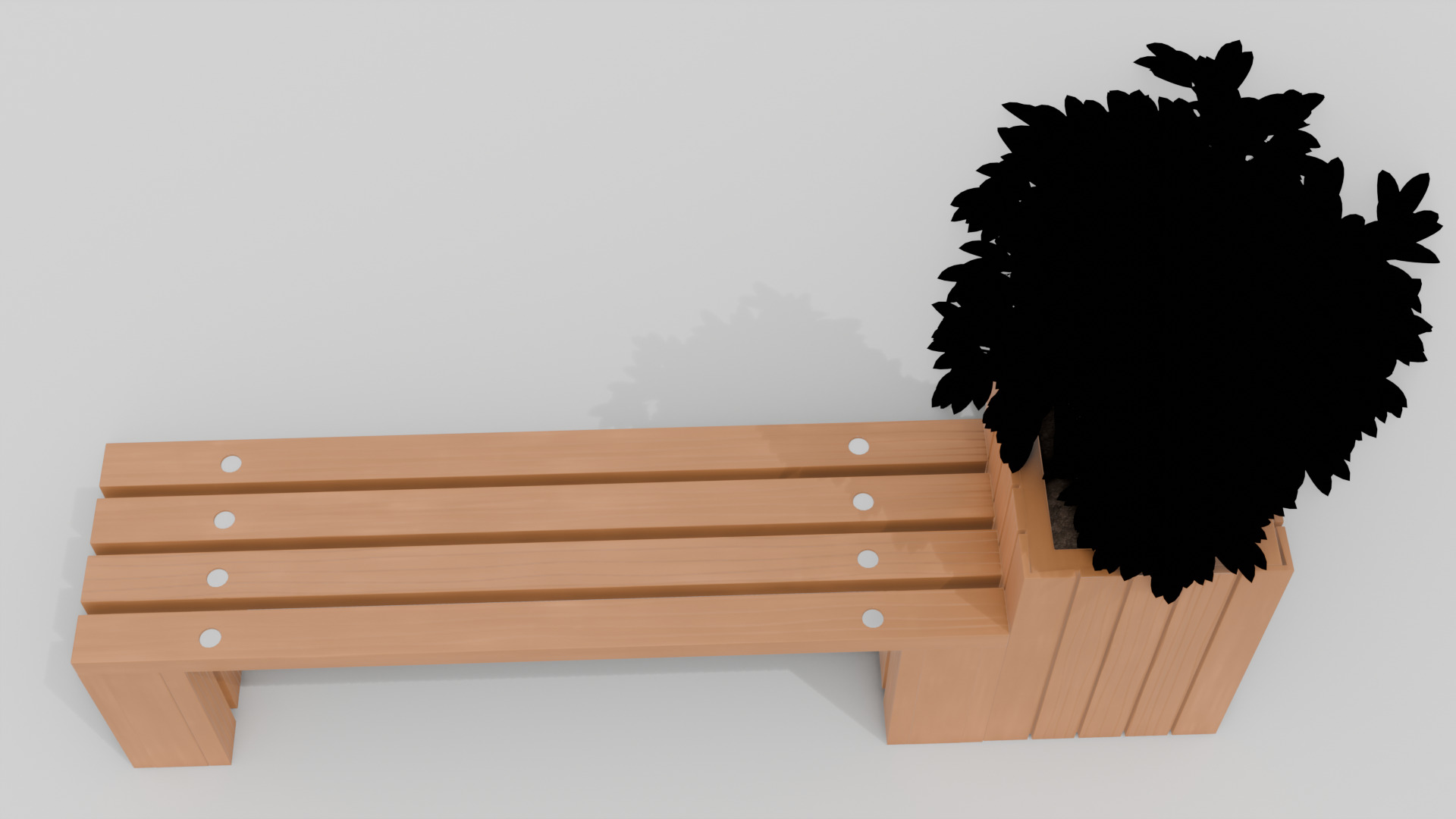 Outdoor Wooden Bench 12 Low-poly 3D model_3
