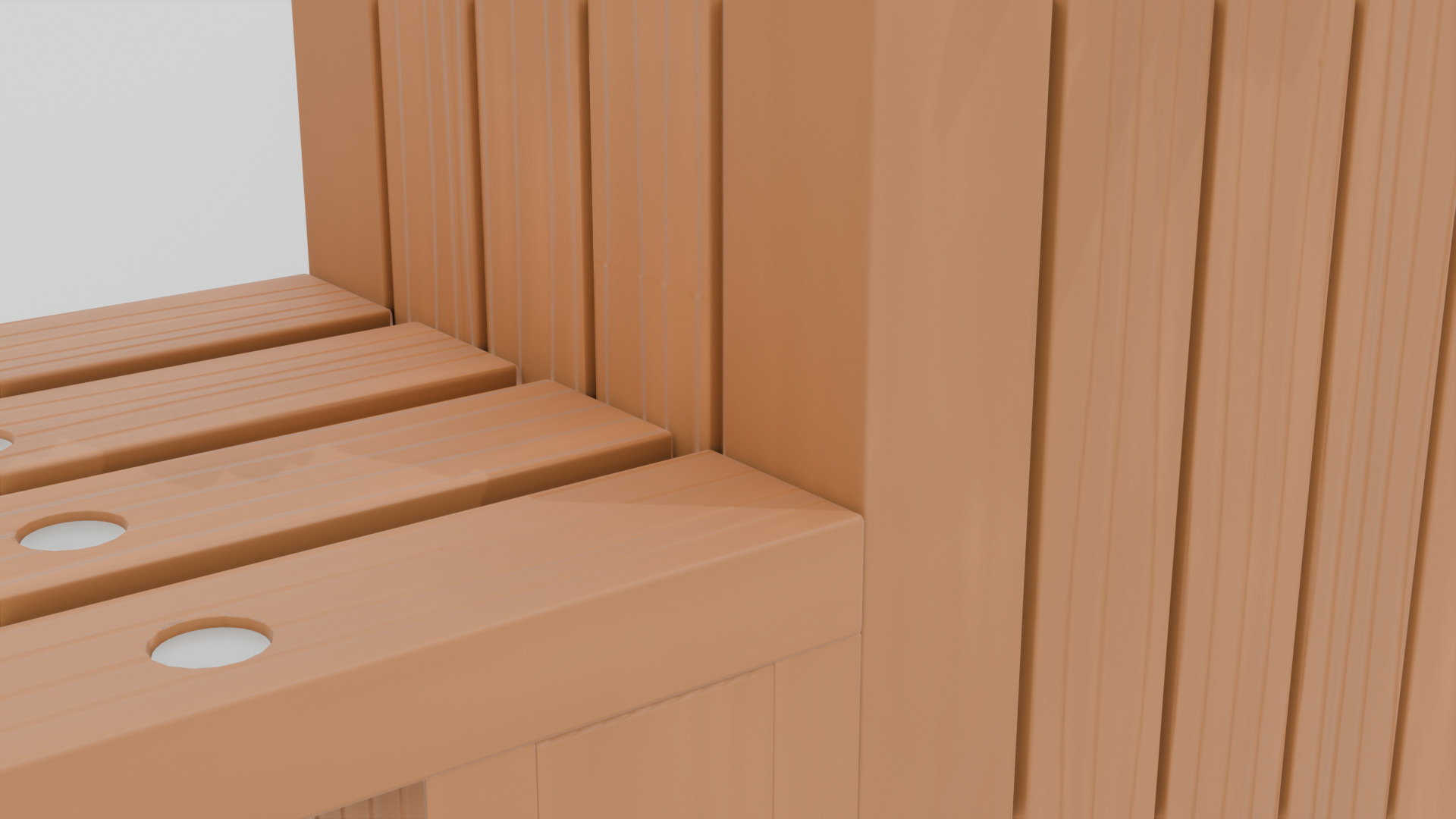 Outdoor Wooden Bench 12 Low-poly 3D model_2