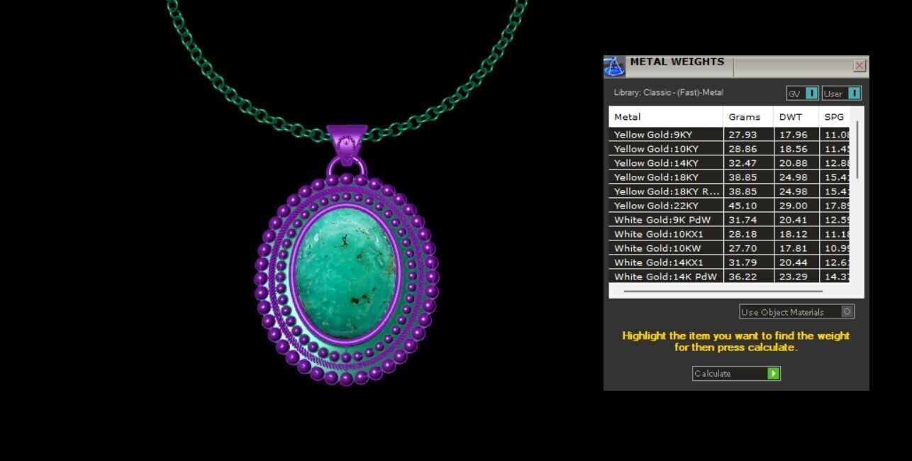 Turquoise Pendant 3D print model_3