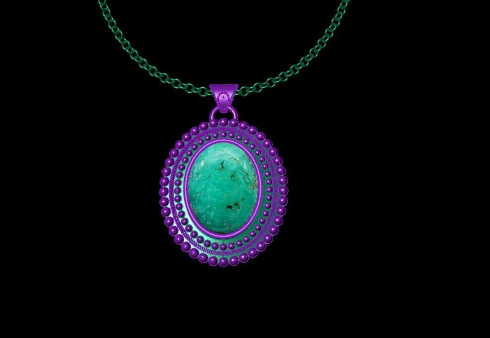 Turquoise Pendant 3D print model_2