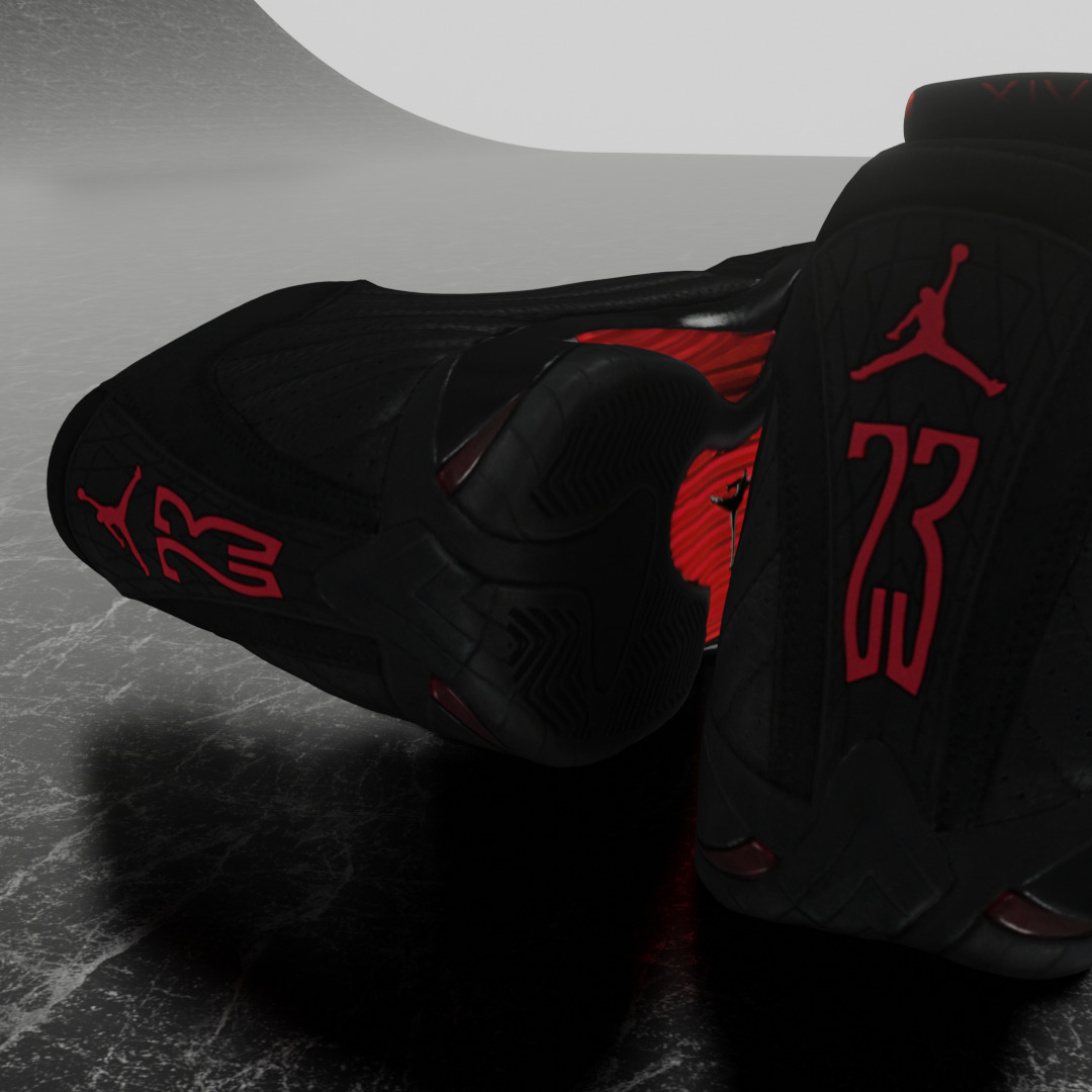 AIR JORDAN 14 LAST SHOT 3D SHOES Low-poly 3D model_9