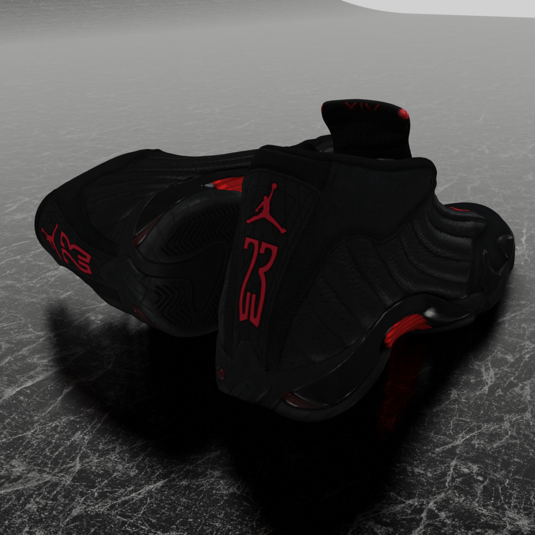 AIR JORDAN 14 LAST SHOT 3D SHOES Low-poly 3D model_5