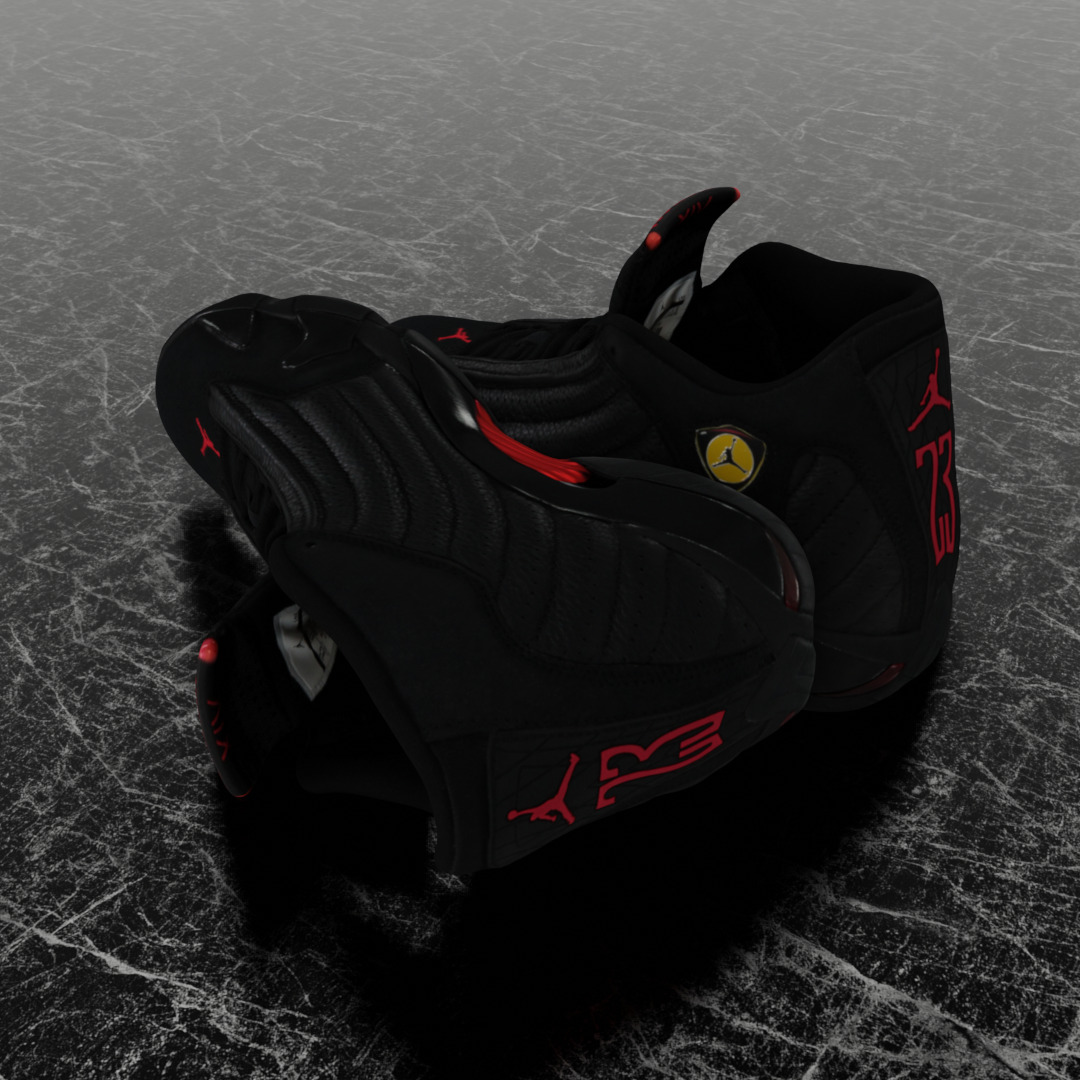 AIR JORDAN 14 LAST SHOT 3D SHOES Low-poly 3D model_6