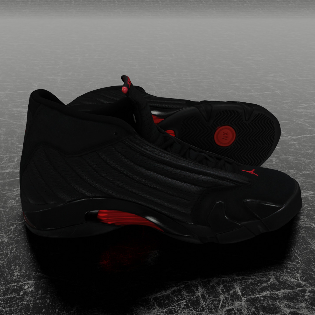 AIR JORDAN 14 LAST SHOT 3D SHOES Low-poly 3D model_4