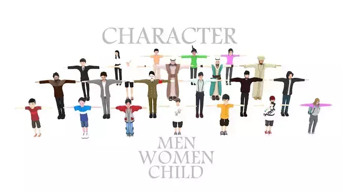 Character Men Women  Child  Rigged pack