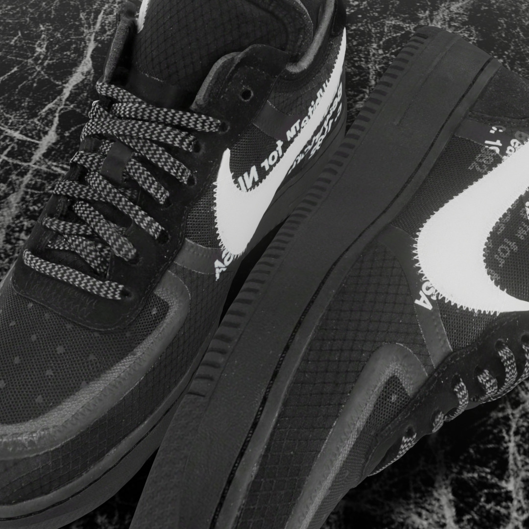 NIKE AIR FORCE 1 LOW OFF WHITE BLACK VOLT 3D SHOES Low-poly 3D model_13