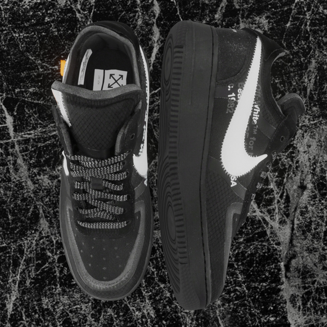 NIKE AIR FORCE 1 LOW OFF WHITE BLACK VOLT 3D SHOES Low-poly 3D model_2