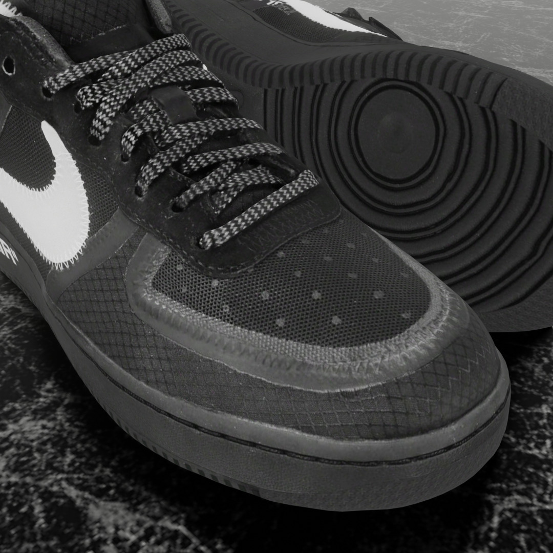 NIKE AIR FORCE 1 LOW OFF WHITE BLACK VOLT 3D SHOES Low-poly 3D model_12