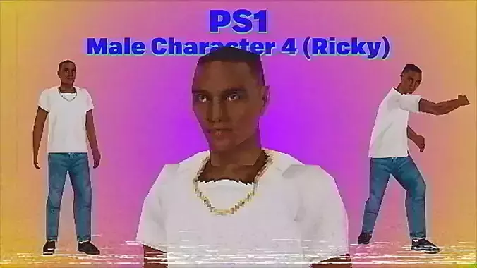 PSX PS1 Low Poly Male Character 4 - Ricky Low-poly 3D model