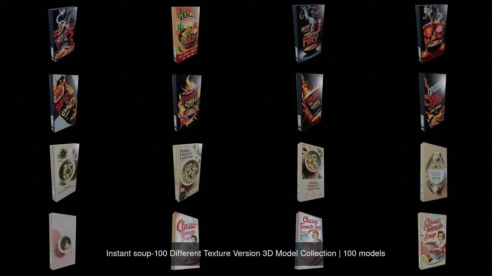 Instant soup-100 Different Texture Version 3D Model Collection _8