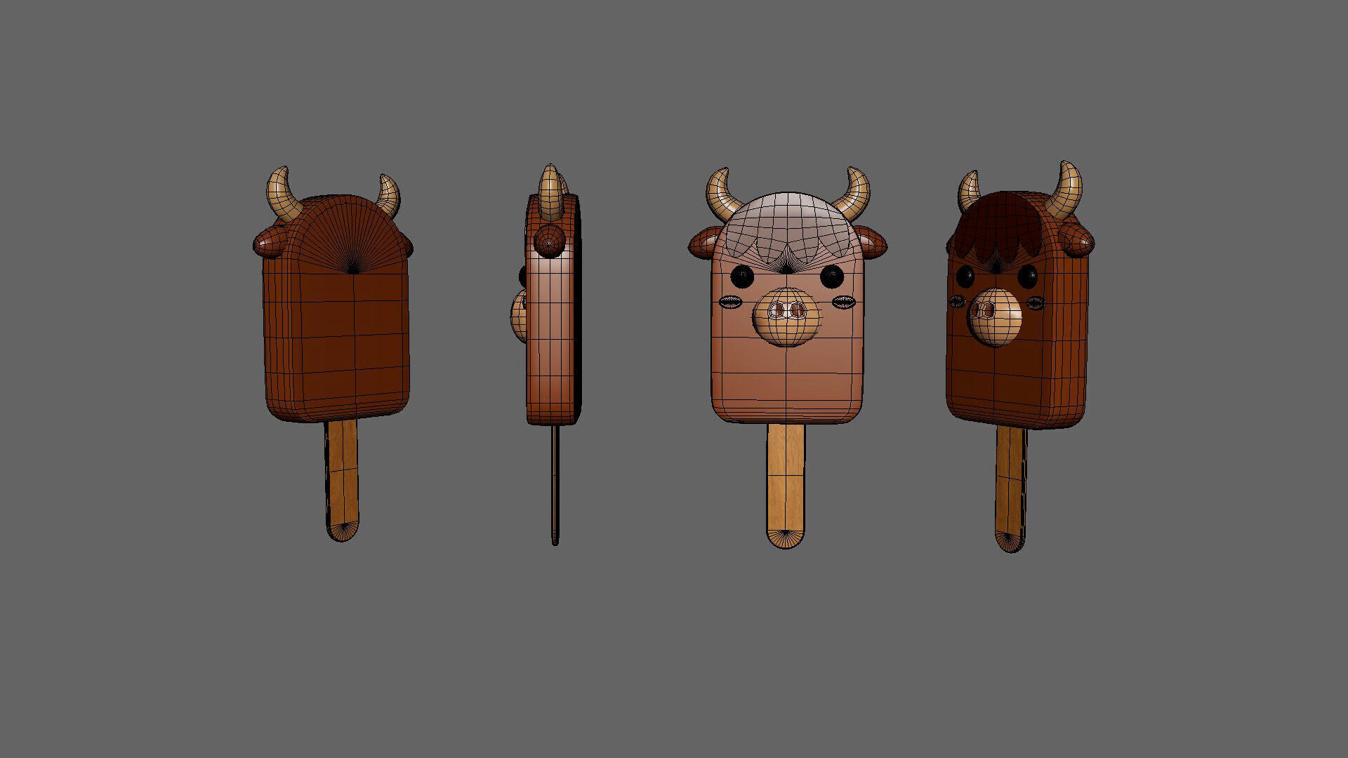 Low-Poly Cow Ice Cream Cute  Low-poly 3D model_4