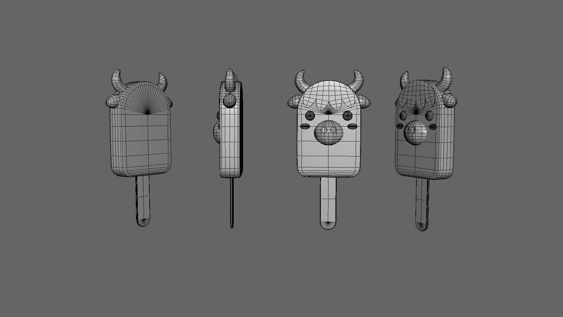 Low-Poly Cow Ice Cream Cute  Low-poly 3D model_3