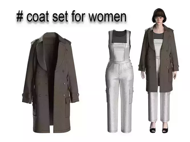 92 coat set for women 3D print model 92 coat set for women 3D print model