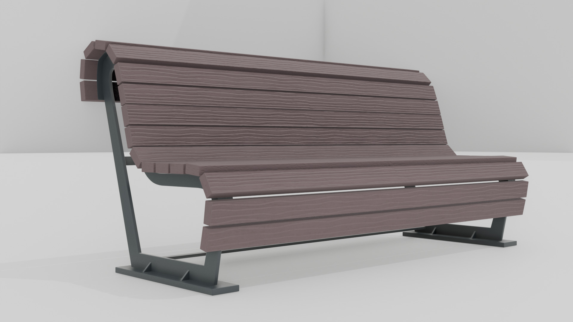 Outdoor Wooden Bench 13 Low-poly 3D model_3