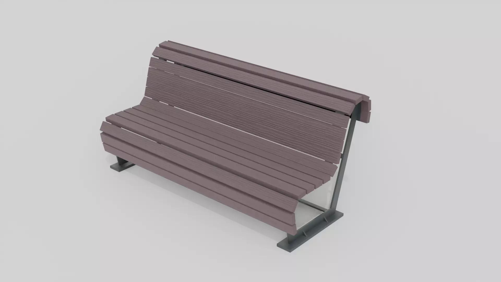 Outdoor Wooden Bench 13 Low-poly 3D model_0