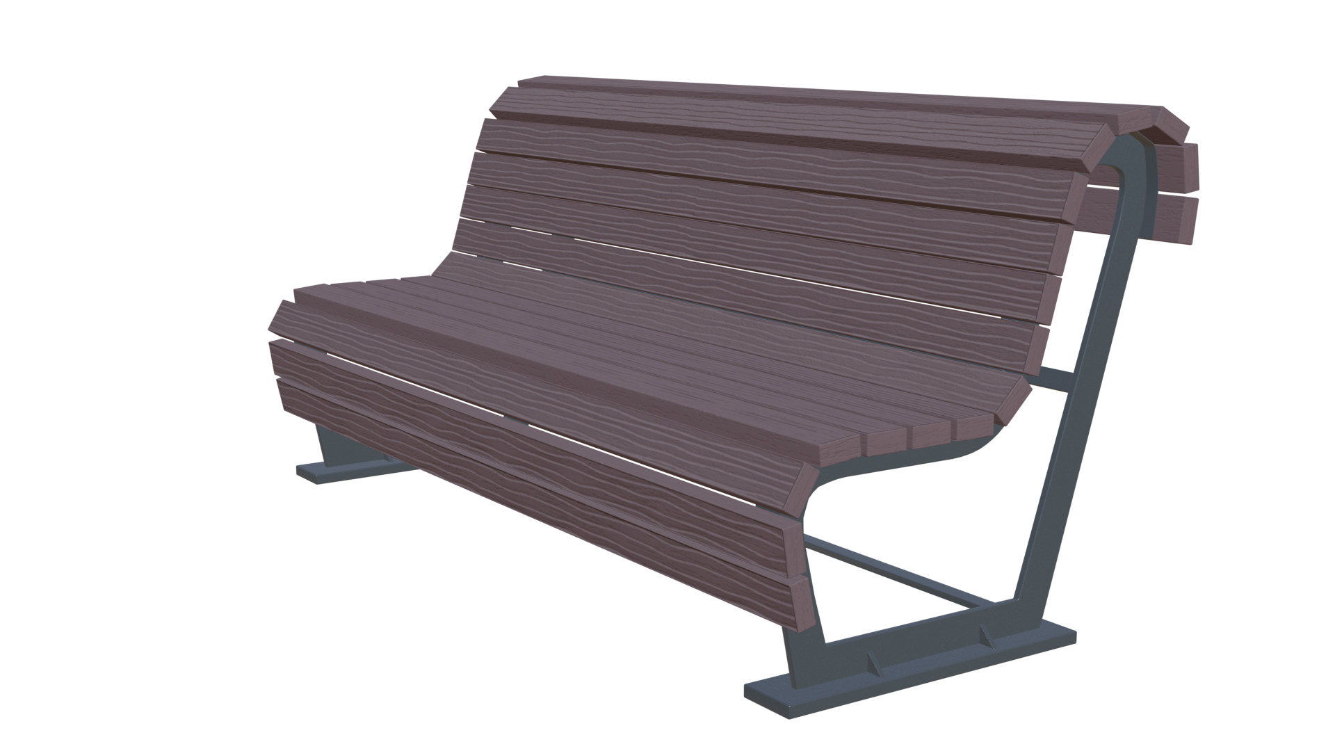 Outdoor Wooden Bench 13 Low-poly 3D model_1