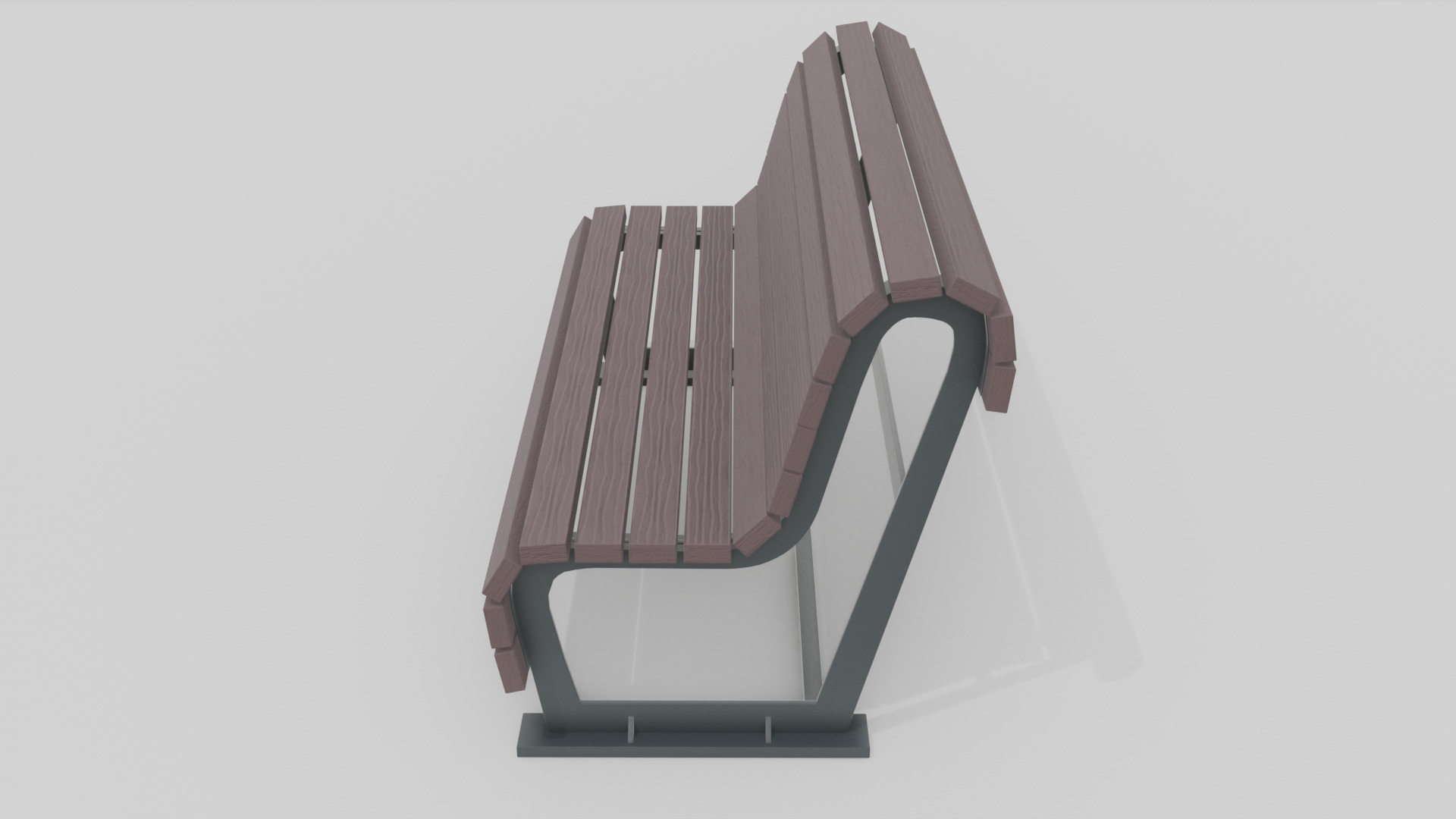 Outdoor Wooden Bench 13 Low-poly 3D model_7
