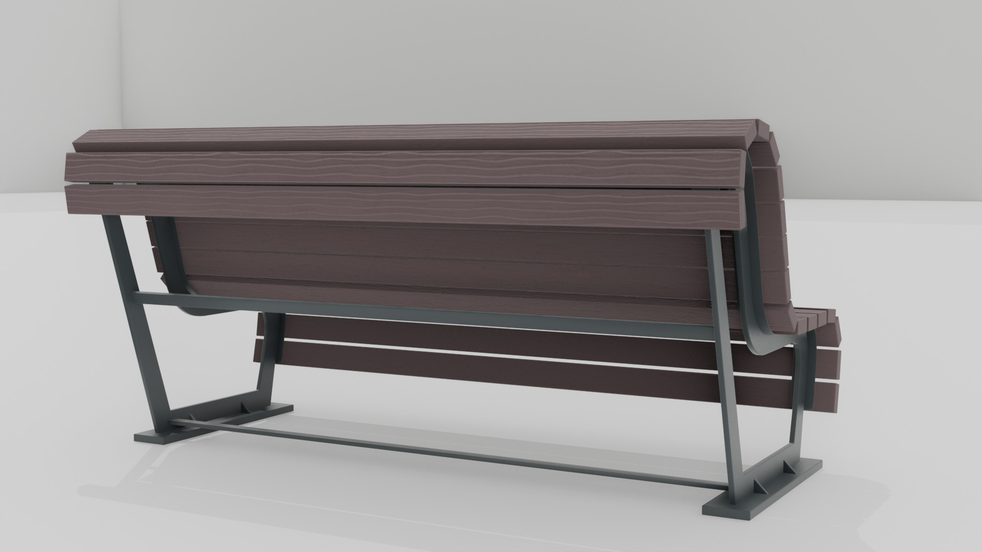 Outdoor Wooden Bench 13 Low-poly 3D model_6
