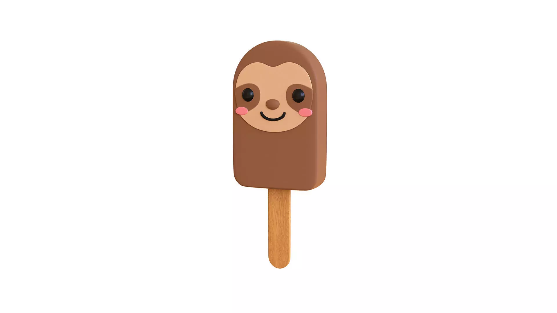Low-Poly Sloth Ice Cream Cute  Low-poly 3D model_0