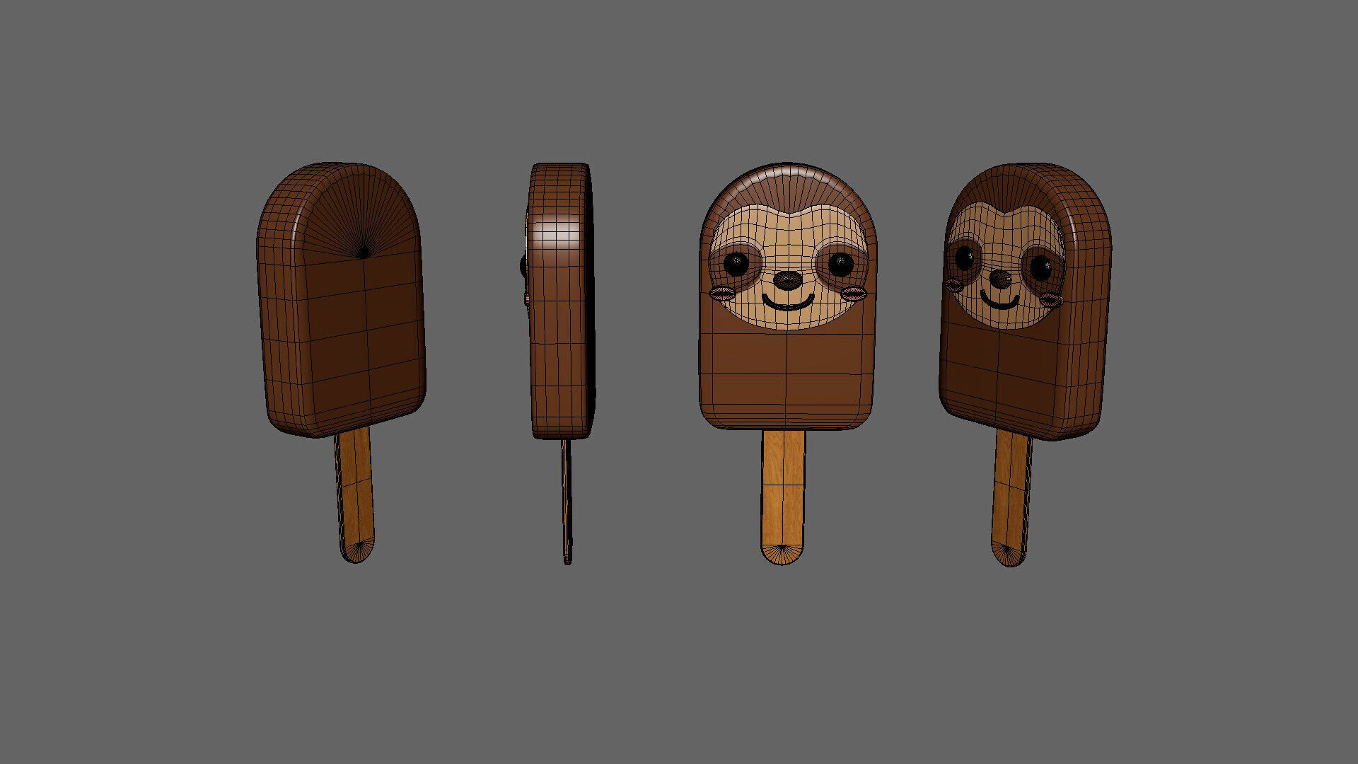 Low-Poly Sloth Ice Cream Cute  Low-poly 3D model_4