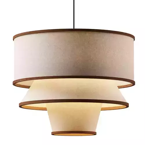Bruna Walnut Wood and Linen Pendant Light
