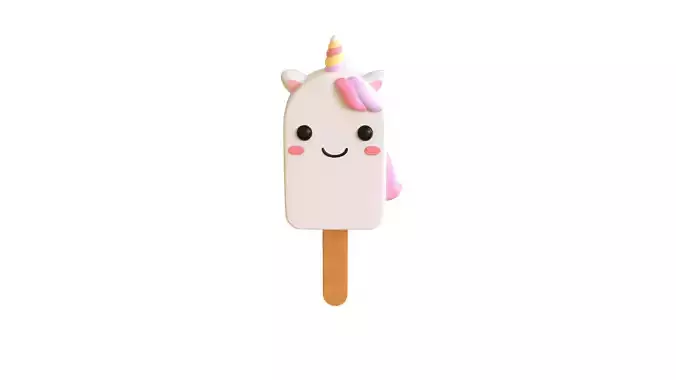 Low-Poly Unicorn Ice Cream Cute 