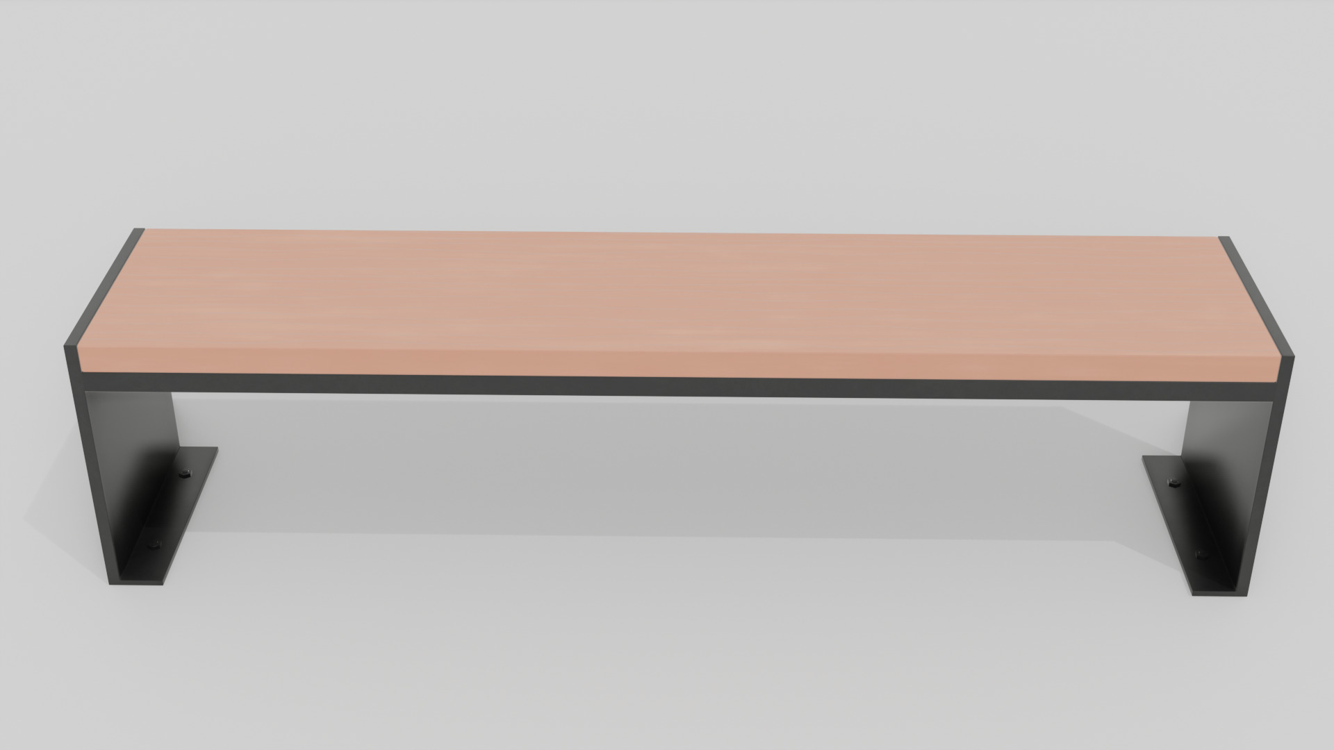 Outdoor Wooden Bench 14 Low-poly 3D model_1
