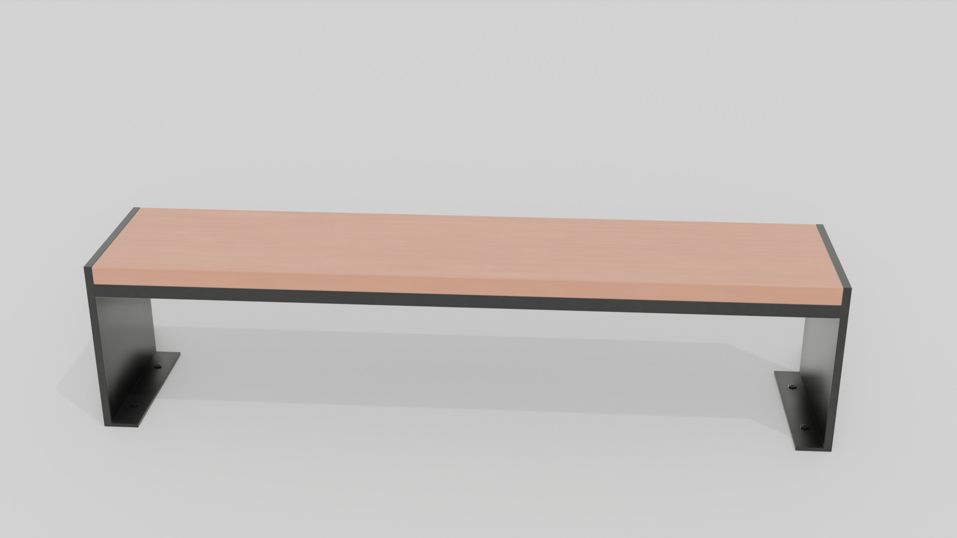 Outdoor Wooden Bench 14 Low-poly 3D model_7