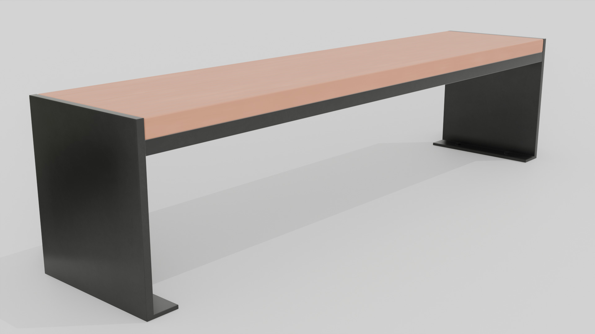 Outdoor Wooden Bench 14 Low-poly 3D model_4