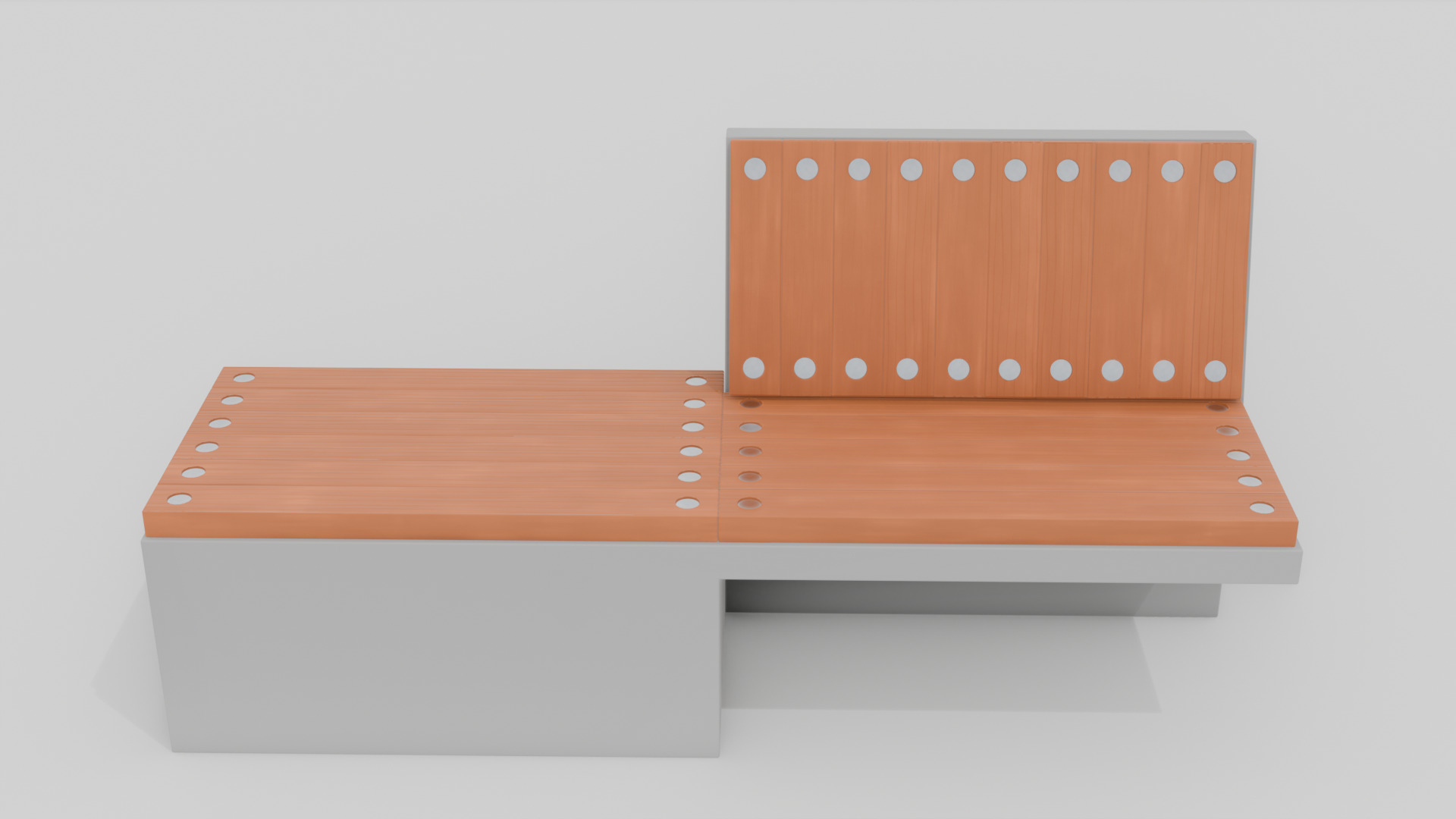 Outdoor Wooden Bench 15 Low-poly 3D model_1