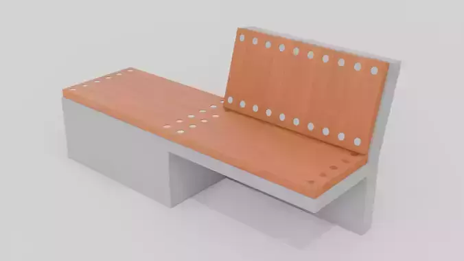 Outdoor Wooden Bench 15 Low-poly 3D model