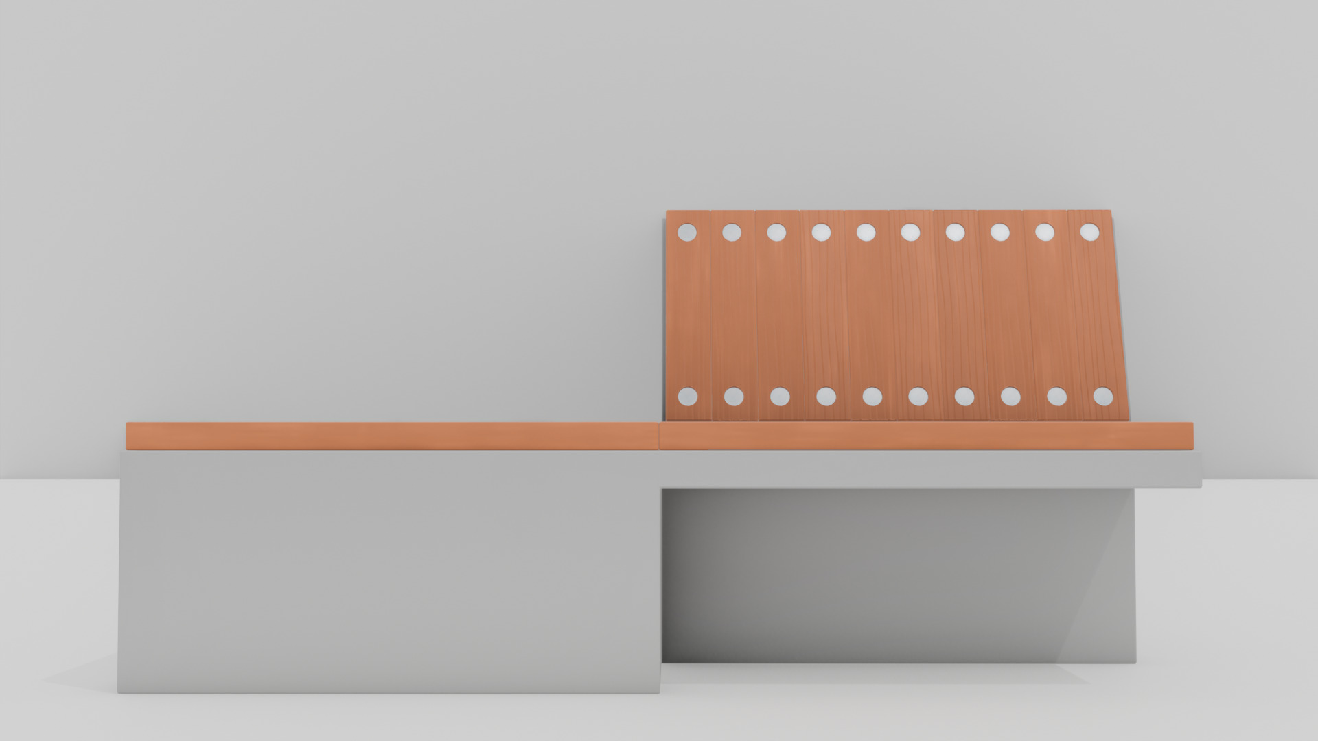 Outdoor Wooden Bench 15 Low-poly 3D model_4