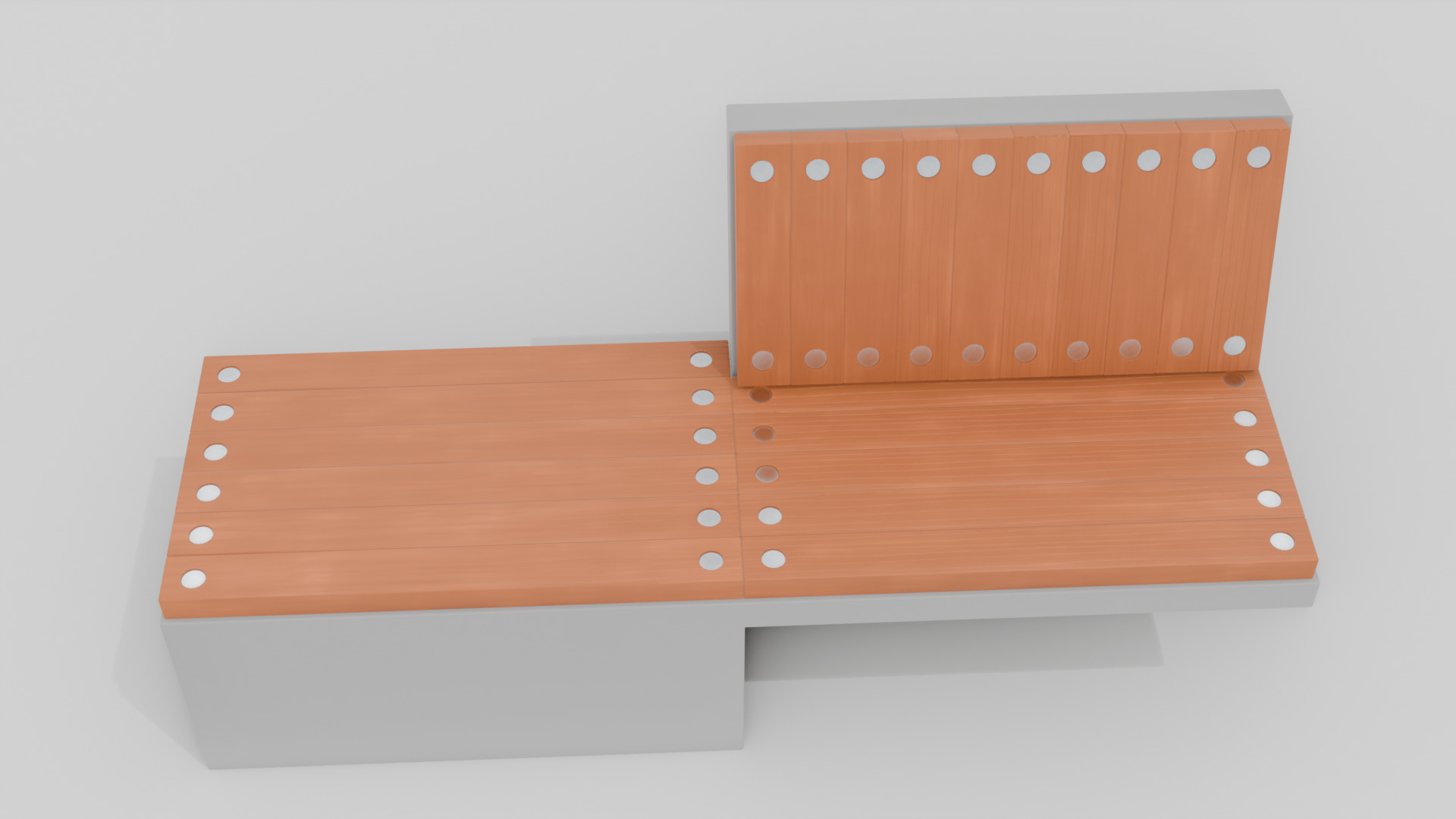 Outdoor Wooden Bench 15 Low-poly 3D model_7