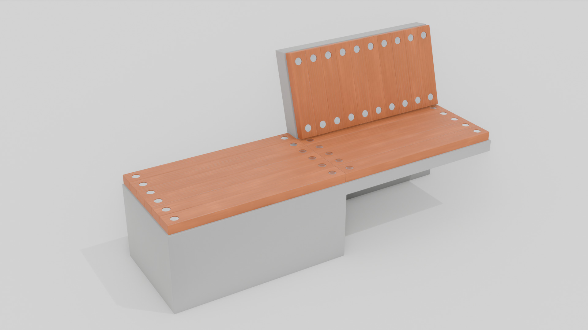 Outdoor Wooden Bench 15 Low-poly 3D model_2