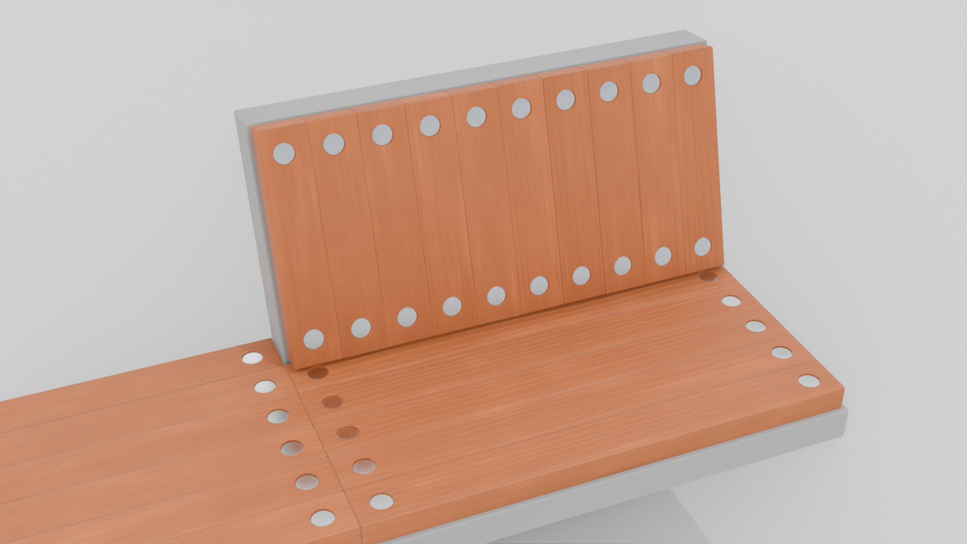 Outdoor Wooden Bench 15 Low-poly 3D model_3