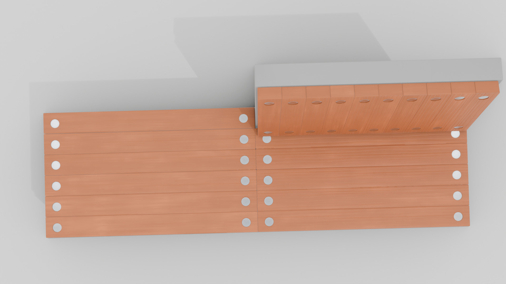 Outdoor Wooden Bench 15 Low-poly 3D model_5