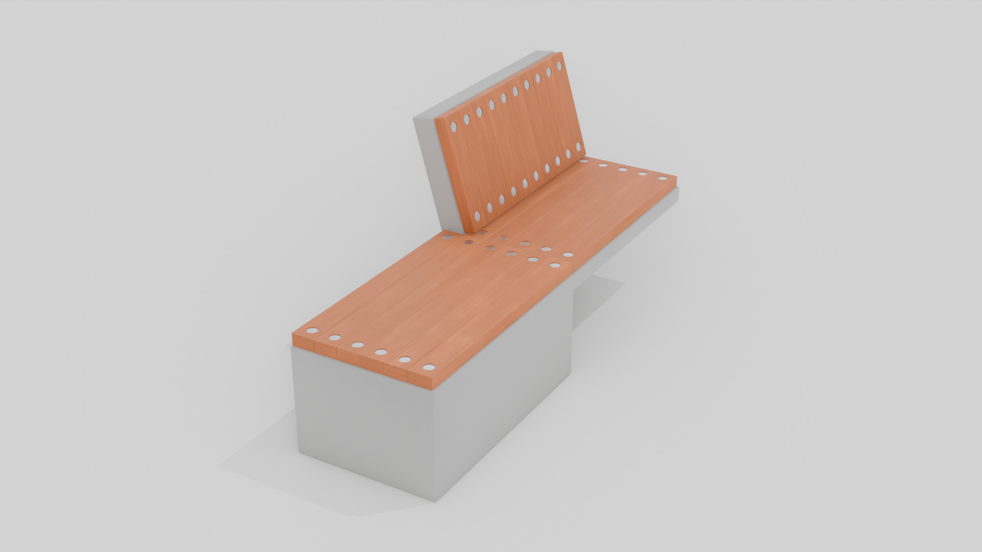 Outdoor Wooden Bench 15 Low-poly 3D model_6