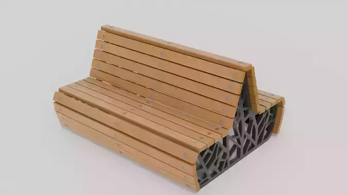 Outdoor Wooden Bench Tree shape patterns 16