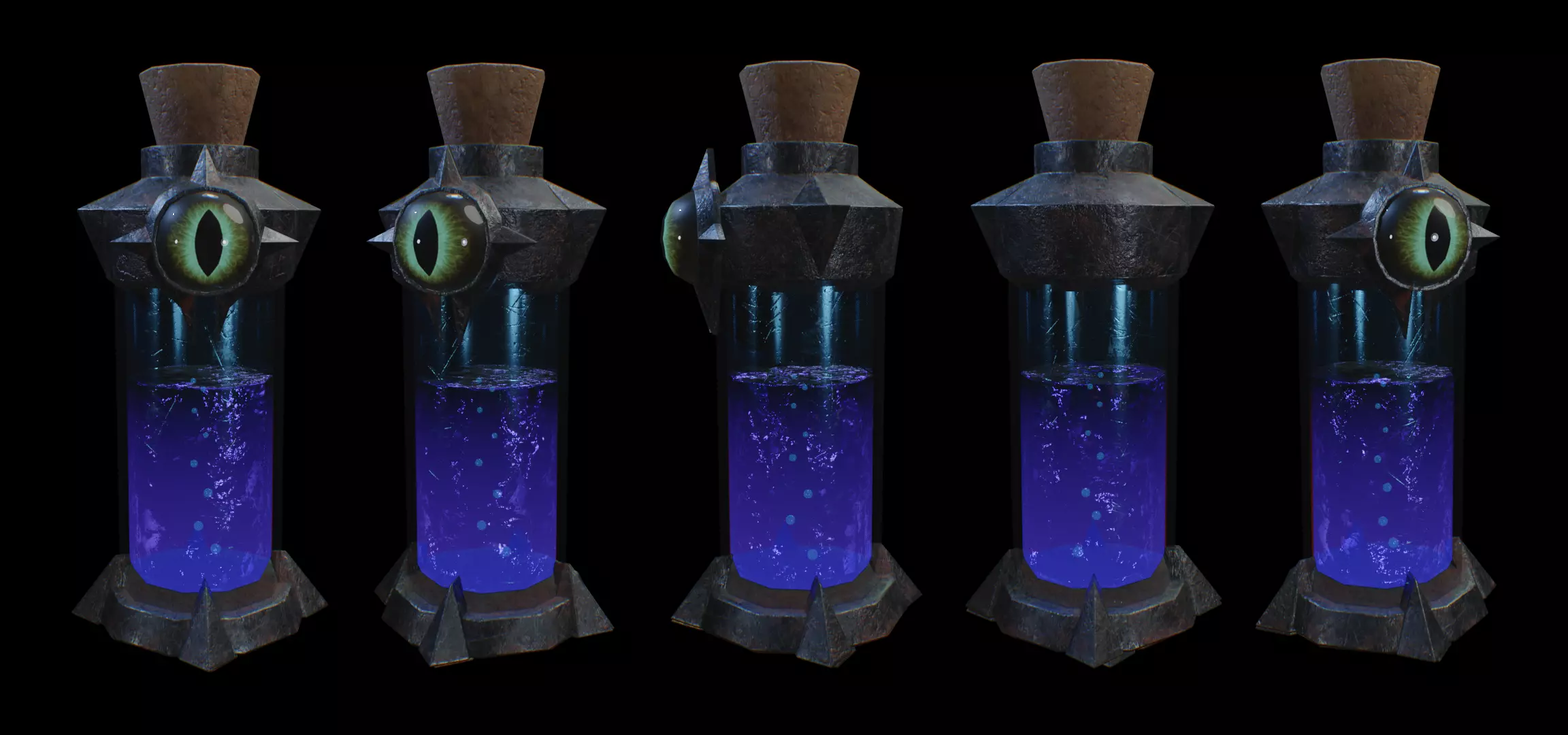 Arcane Potion Bottle Eye of the Cult Blue Edition Low-poly 3D model_0
