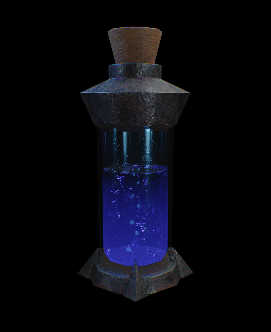 Arcane Potion Bottle Eye of the Cult Blue Edition Low-poly 3D model_4