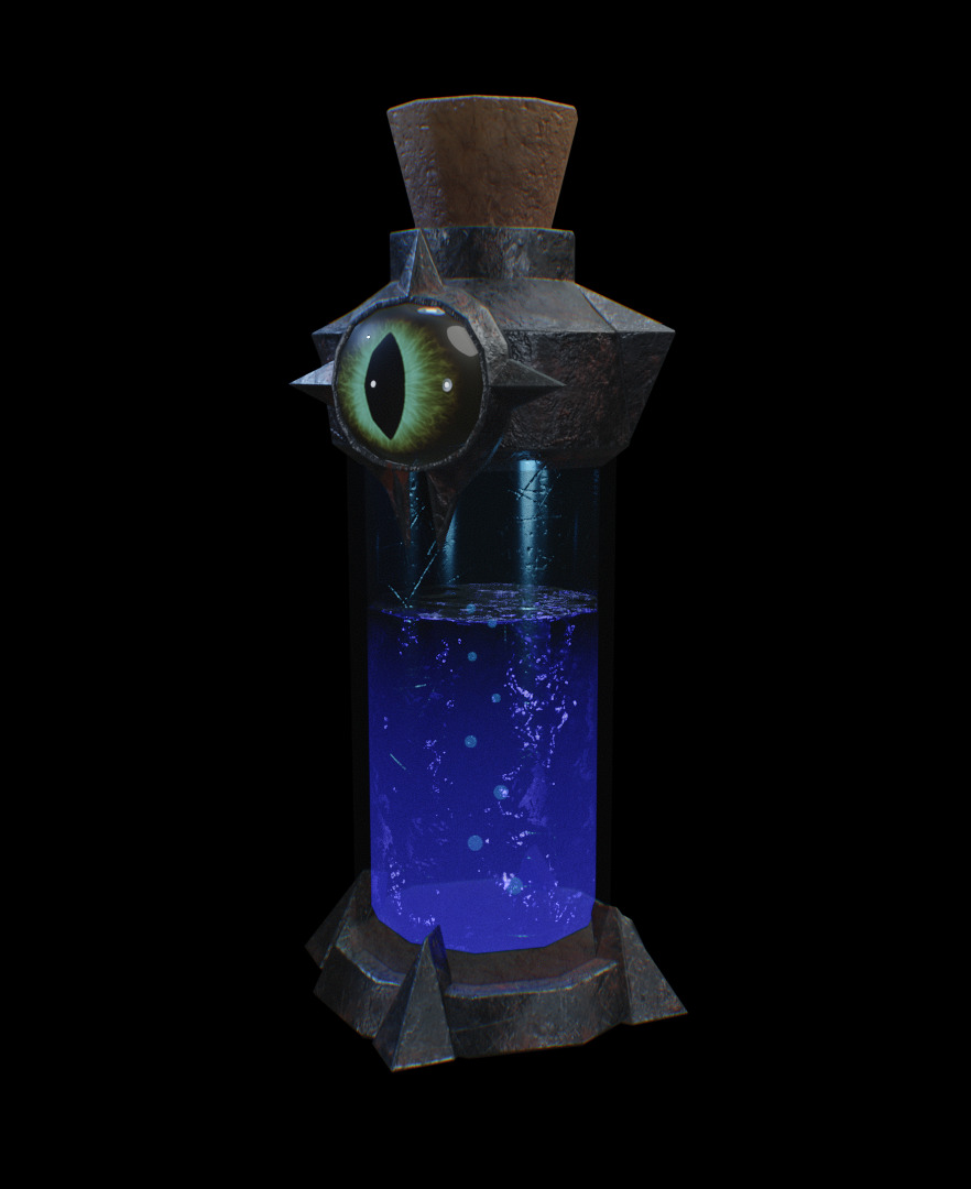 Arcane Potion Bottle Eye of the Cult Blue Edition Low-poly 3D model_2