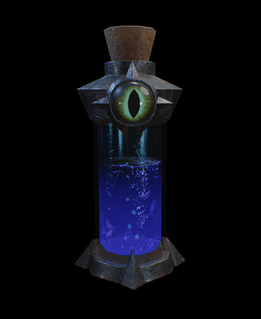 Arcane Potion Bottle Eye of the Cult Blue Edition Low-poly 3D model_1