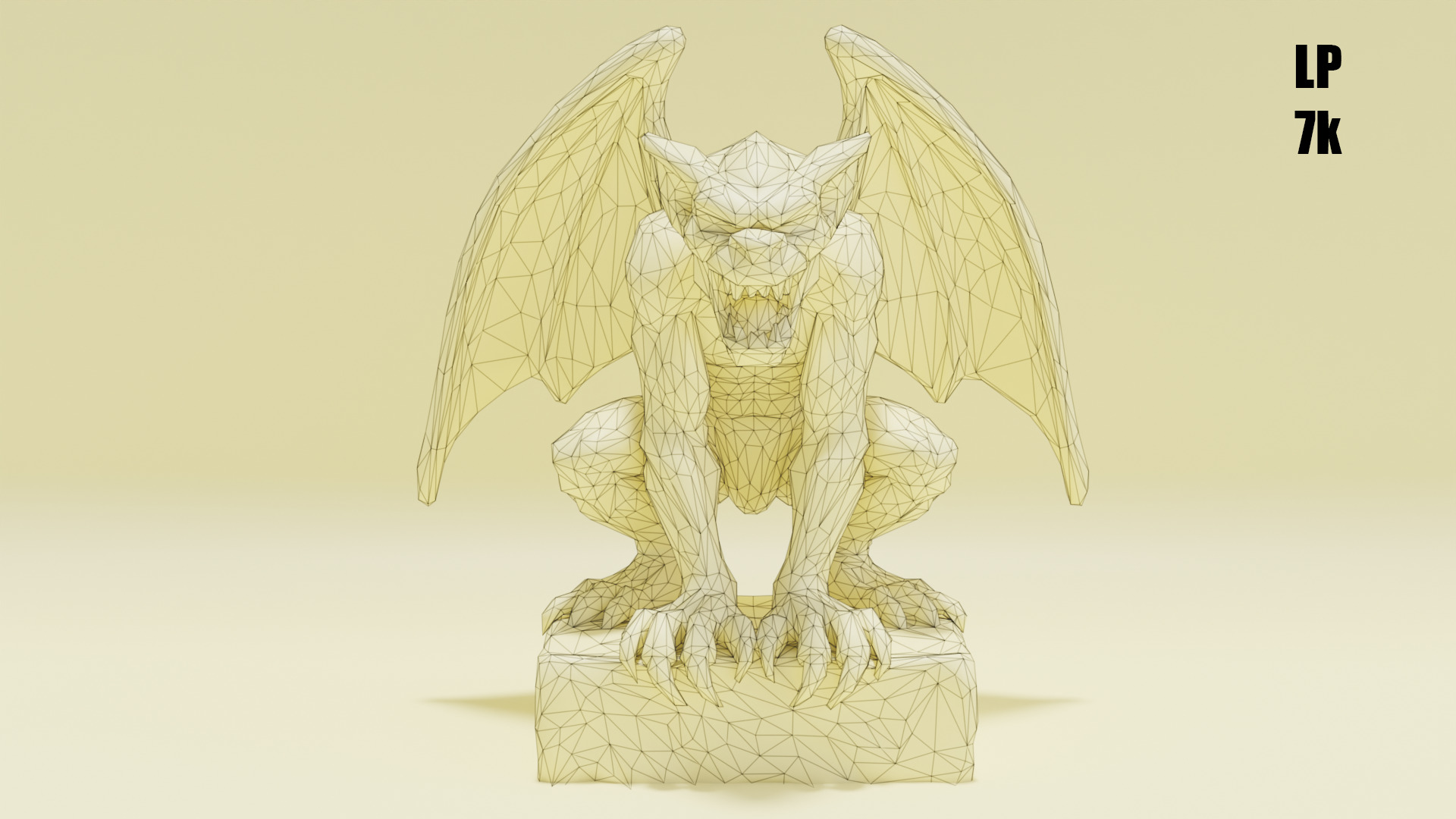 Gargoyle Guardian Statue Stone Low-poly 3D model_18