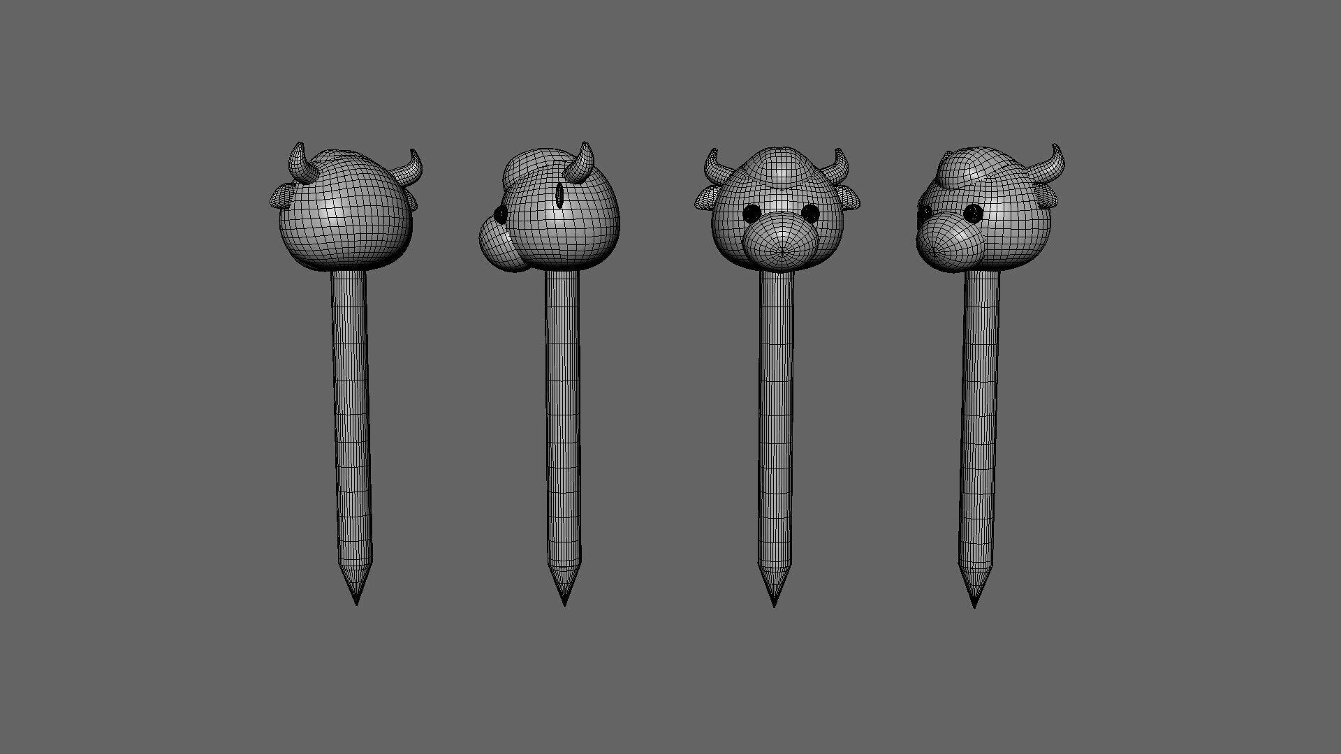 Cartoon Cow Pencil  Low-poly 3D model_5