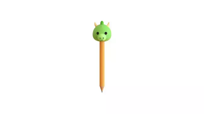 Cartoon Dragon Pencil  Low-poly 3D model