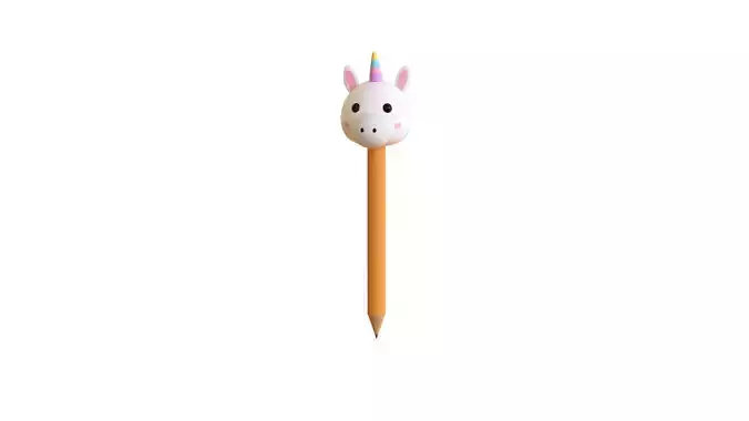 Cartoon Unicorn Pencil  Low-poly 3D model