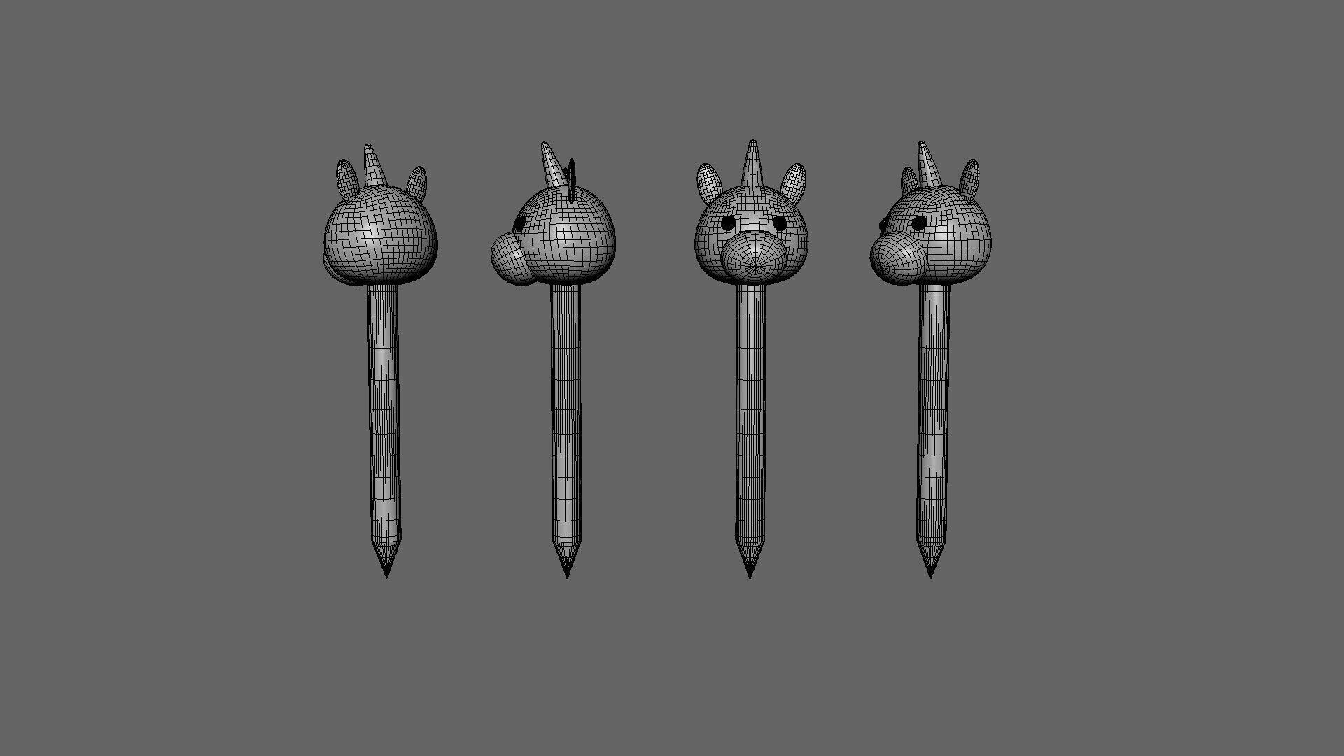 Cartoon Unicorn Pencil  Low-poly 3D model_5