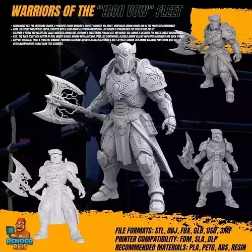 3D Printable Armored Sentinel Mighty Warrior Figure  3D model