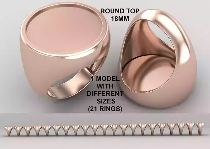 Round Enamel Ring Base 18MM top in All sizes 179-MWC